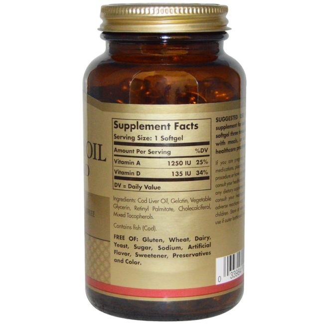 Solgar Cod Liver Oil Vitamin A&D 100 Softgels | Fatburners.at