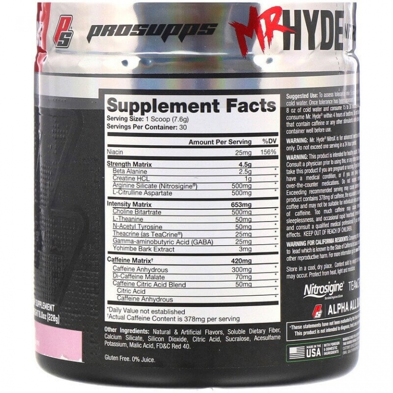 Mr Hyde Pro Supps Pre Workout Booster Fatburners 